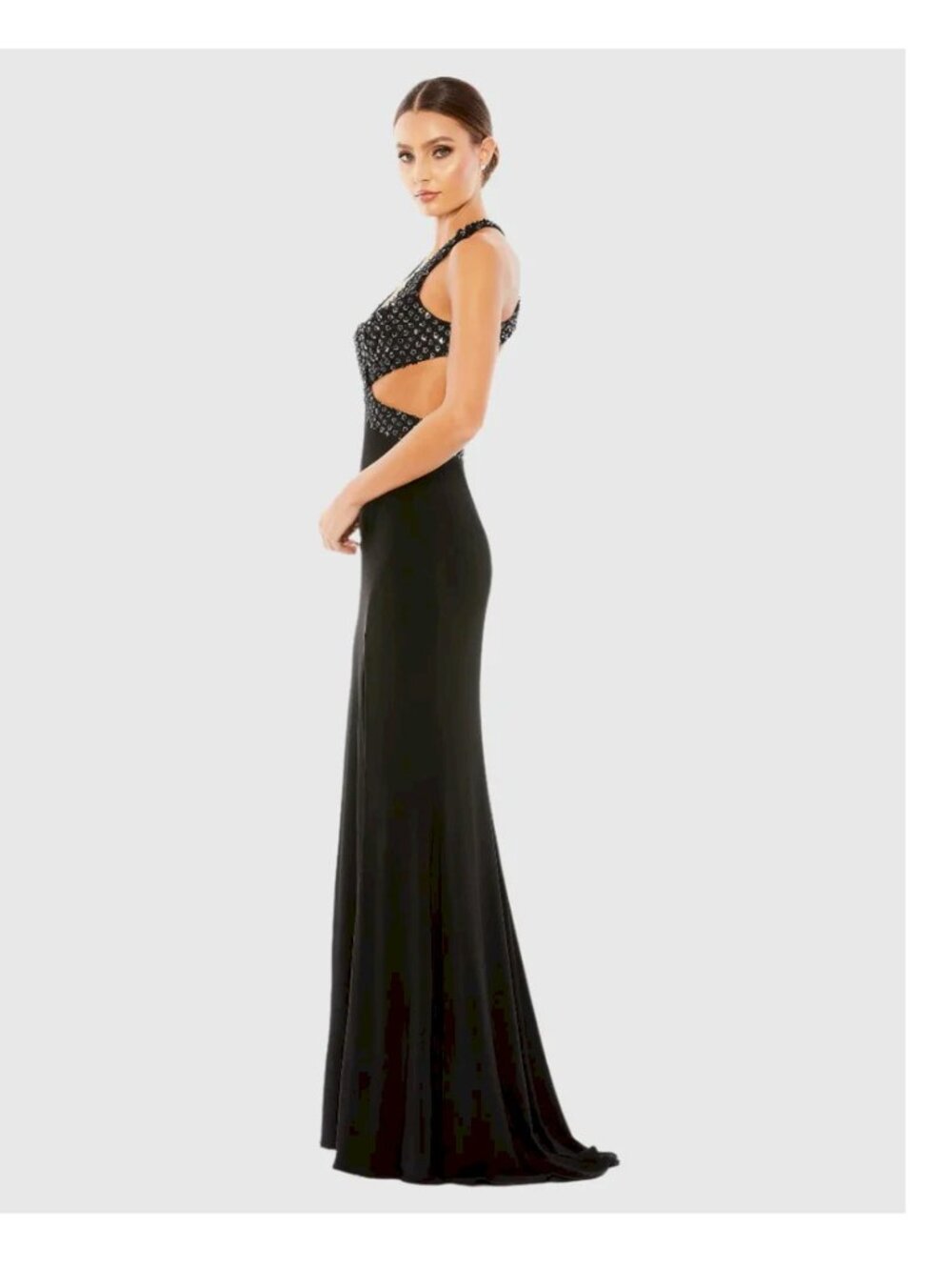 Mac Duggal Black Floral Sequined Criss Cross Gown Style 68166 Size 12 NEW NWT - Picture 2 of 7